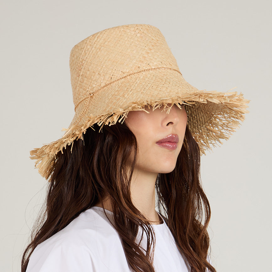 Jonah Fine Raffia Bucket Hat for Women - Summer Beach Sun Hat with Wide Brim - UV Protection & Breathable Straw Hat for Outdoor, Travel, and Vacation