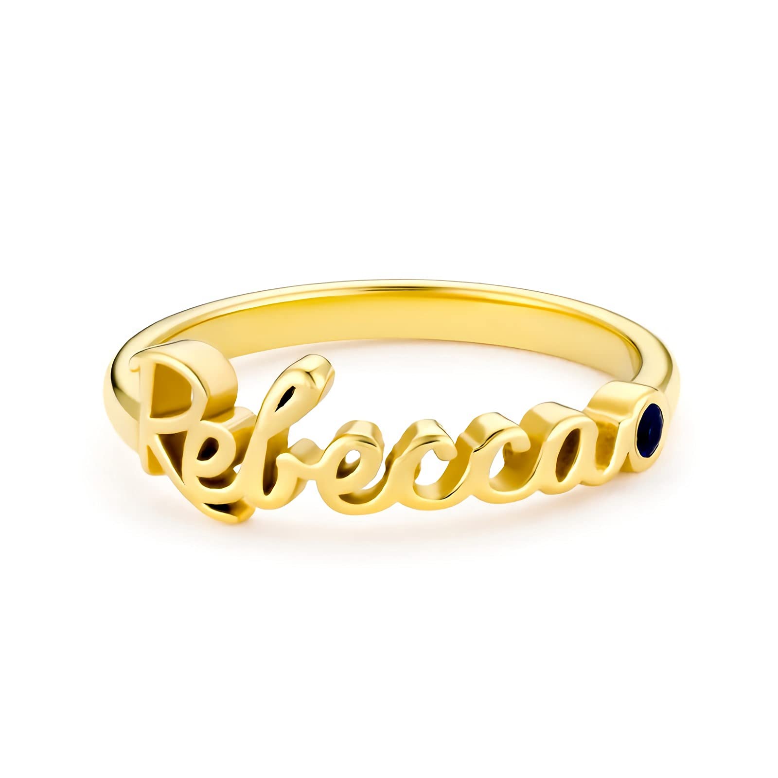 Custom Name Ring Personalized 10K 14K 18K Gold Birthstone Jewelry - Engraved Gift for Women, Mom, Wife | Perfect for Mother's Day, Anniversary, Birthday & Special Occasions