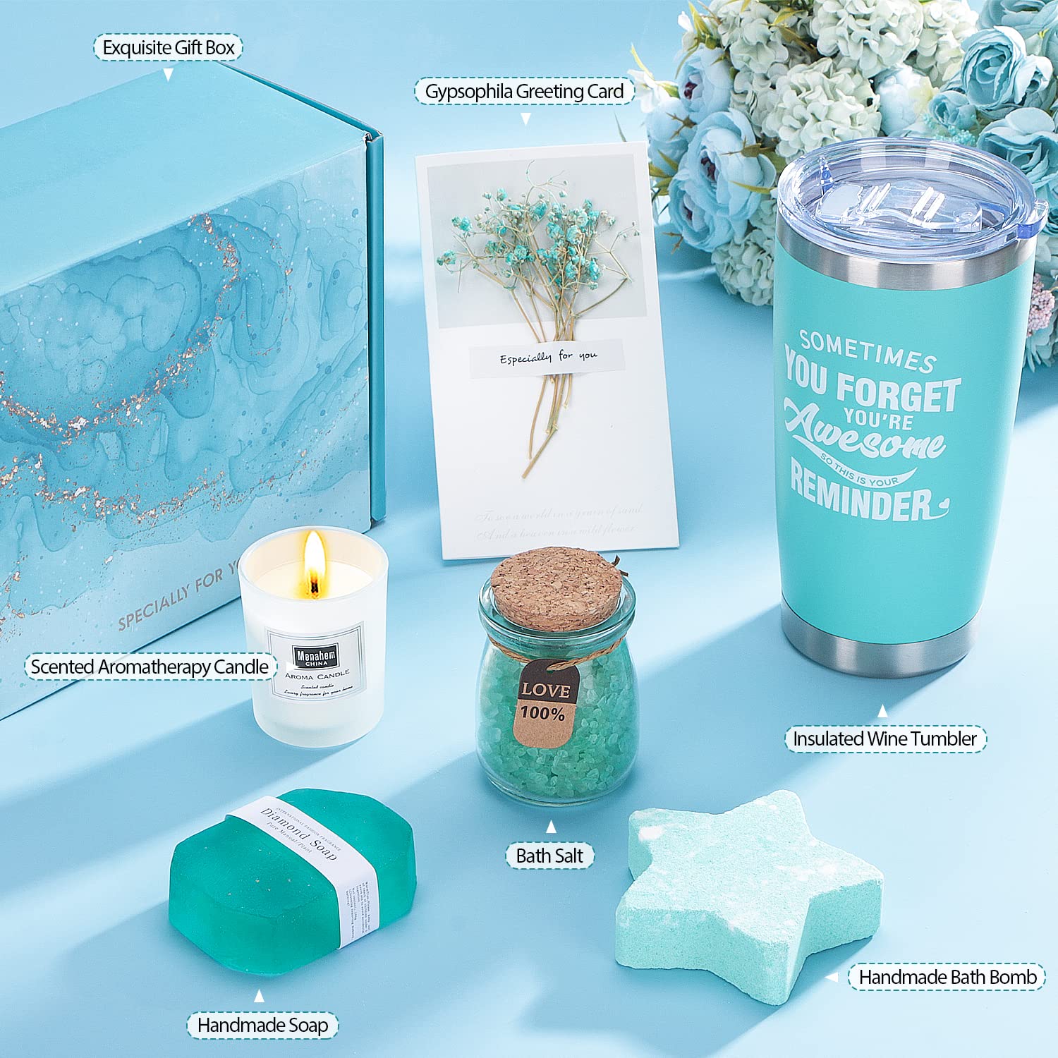 Relaxing Spa Bath Gift Set for Women - Self Care Birthday Gifts for Her, Mum, Wife, Sister & Friends | Unique Wellbeing Present with Bath Salts, Candles & More | Perfect for Pampering, Stress Relief & Special Occasions