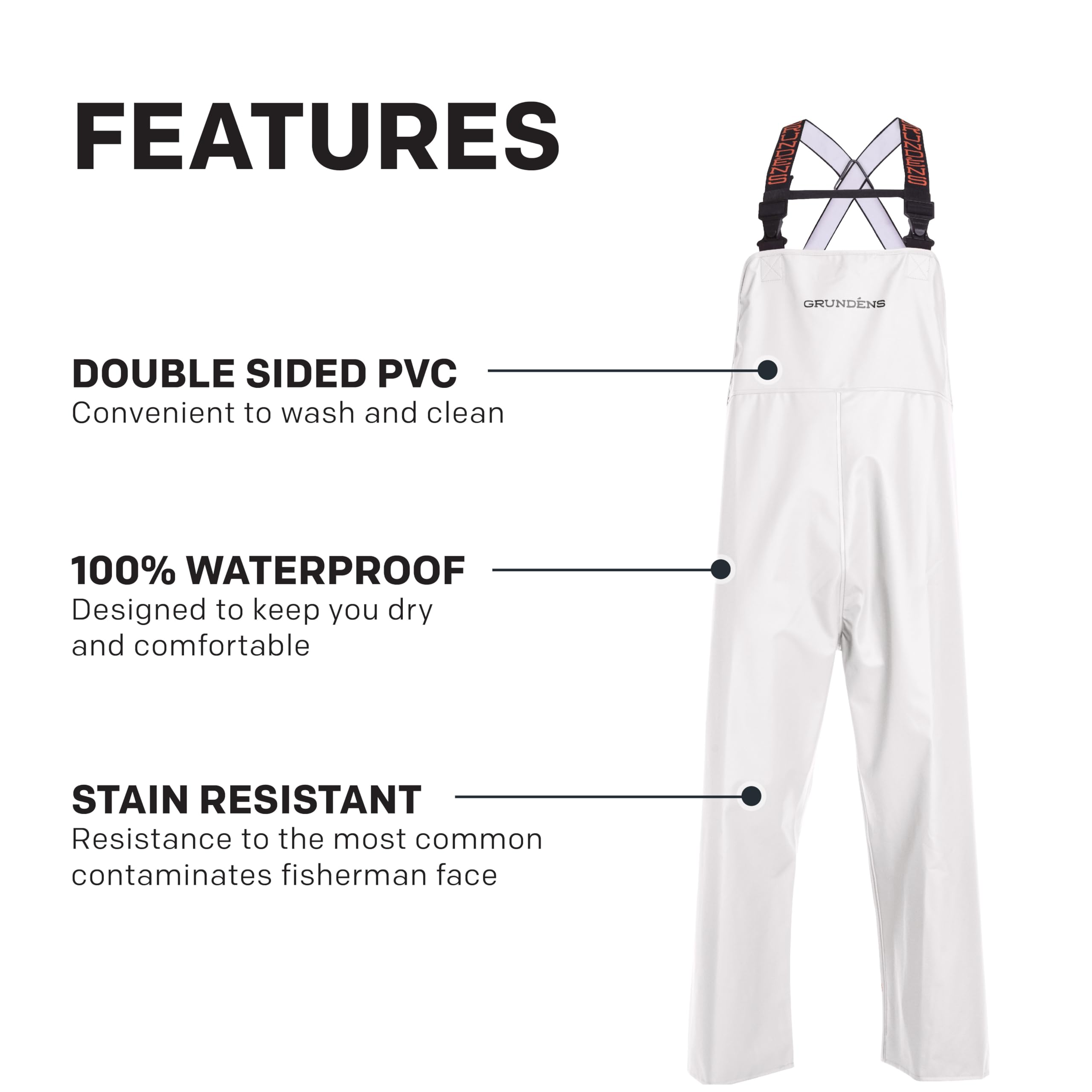Grundens Men’s Shoreman Waterproof Bib Pants - Stain-Resistant Workwear for Seafood Processing & Fishing | Heavy Duty Rain Gear for Commercial Fishing, Boat Work & Outdoor Labor