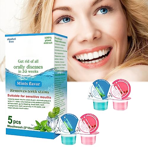 Oralheal Jelly Cup Mouthwash - Alcohol-Free Enamel Repair & Bad Breath Treatment, Travel Size (1Box/5Pcs) - Freshens Breath & Strengthens Teeth for Daily Oral Care at Home or On-The-Go