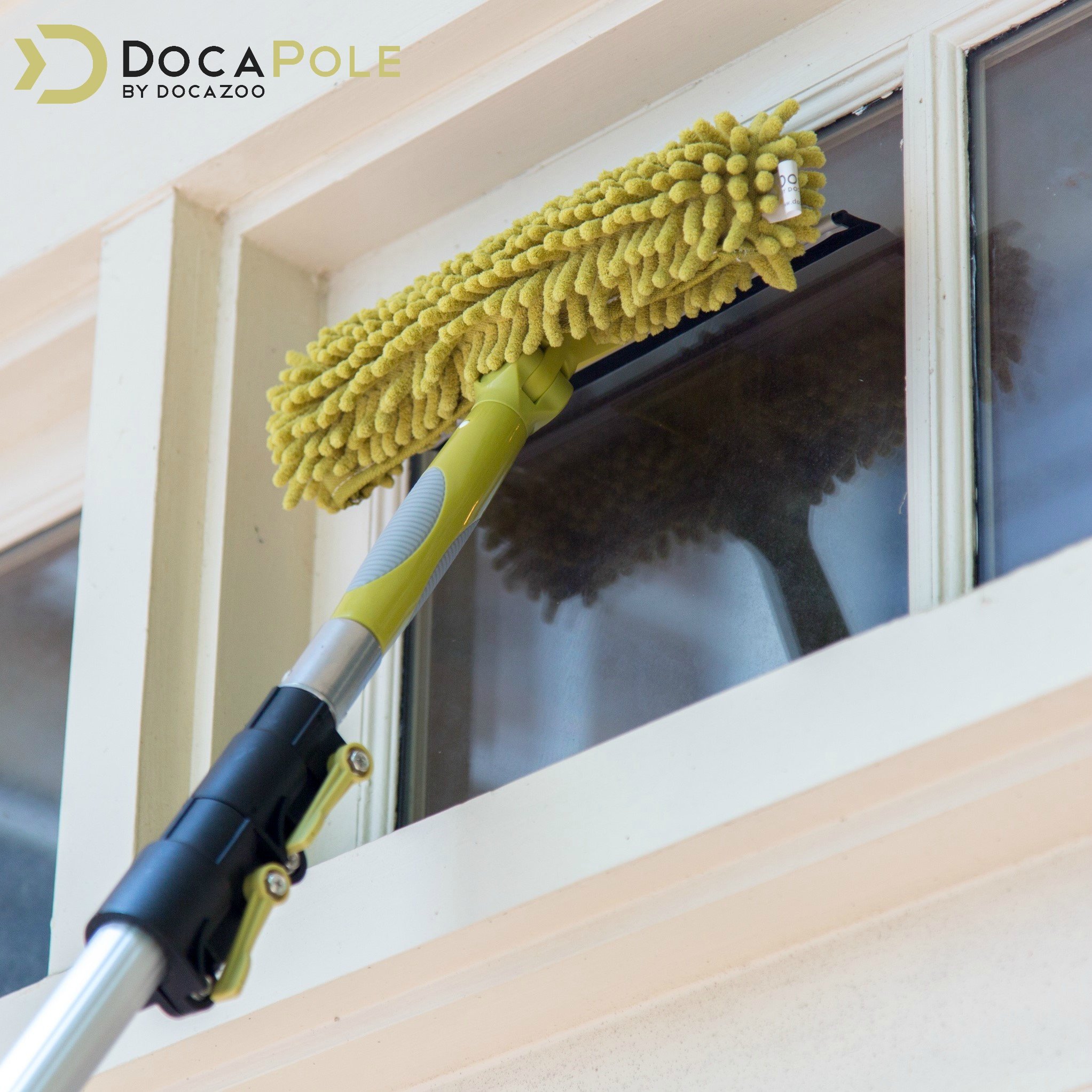 DOCA 7-30 Ft Telescoping Extension Pole - Multi-Purpose Cleaning Tool for Windows, Ceilings & Walls - Paint Roller, Squeegee & Duster Attachment Kit - Indoor & Outdoor High Reach Cleaning Set - Perfect for Home, Office & Commercial Use