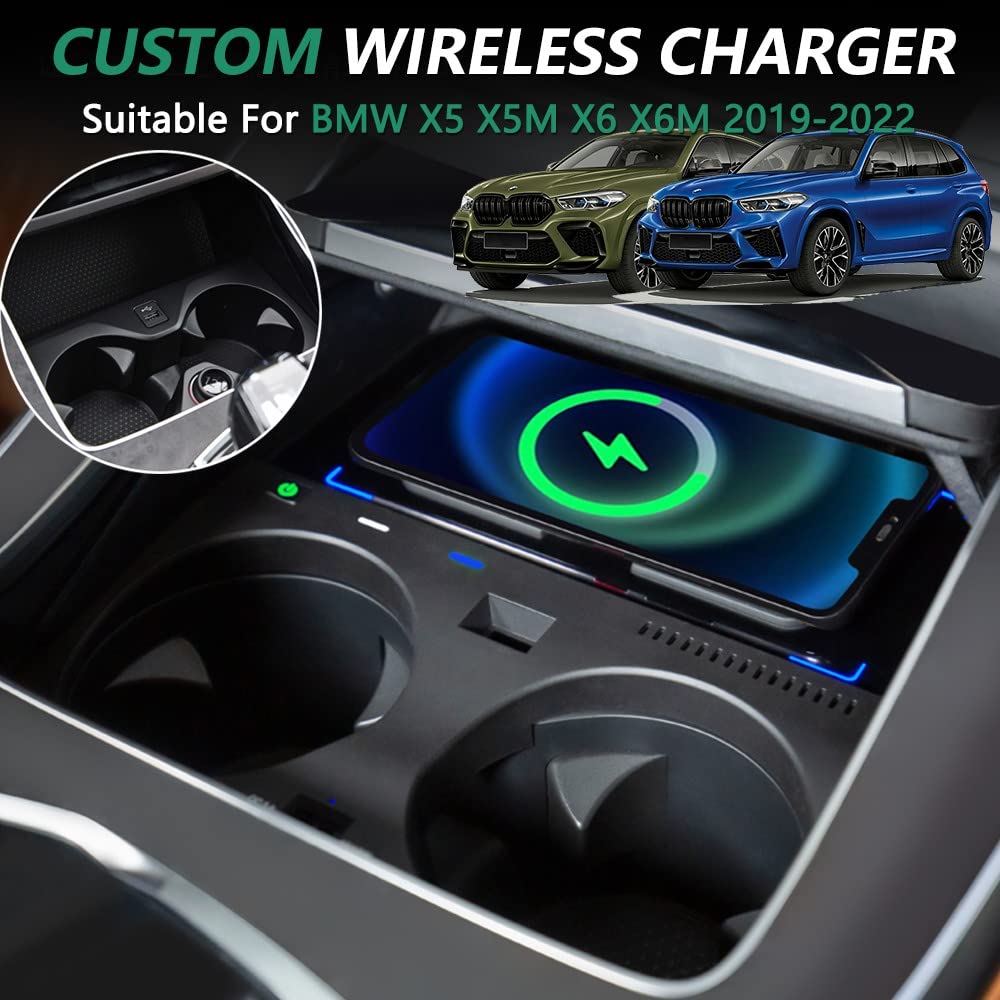 **15W Qi Fast Wireless Car Charger for BMW X5 X5M X6 X6M (2019-2022) - G05/G06 Center Console Accessory | Compatible with Original BMW NFC | Perfect Gift for BMW Owners | Ideal for Commuting, Road Trips & Daily Driving**