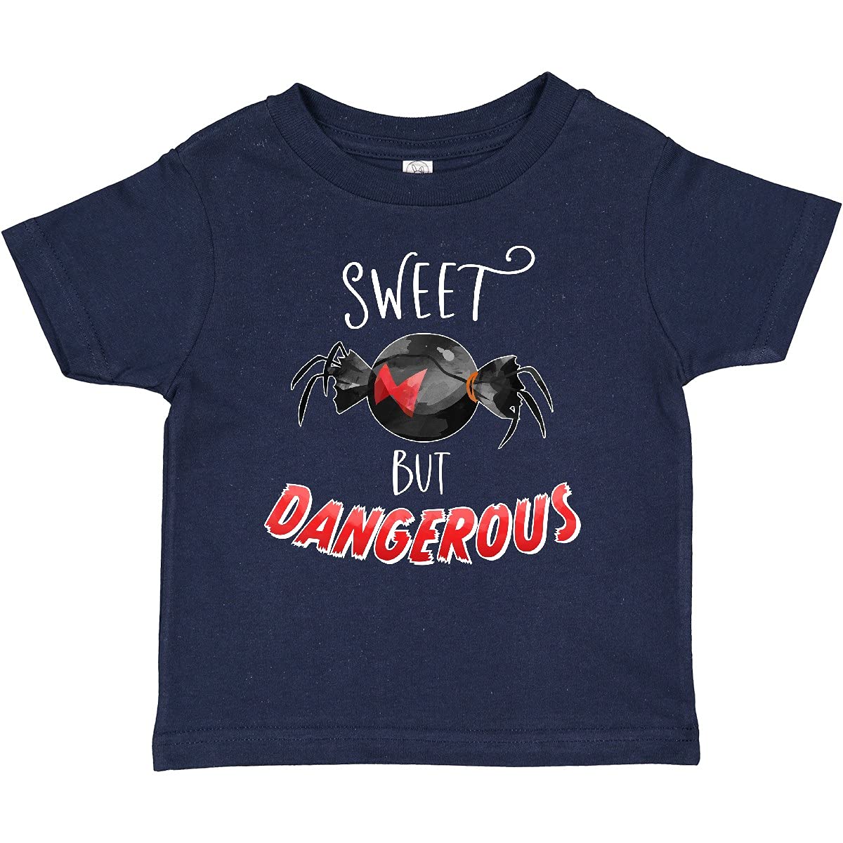 Inktastic Sweet But Dangerous Black Widow Spider Graphic Baby T-Shirt - Cute Halloween Costume & Funny Toddler Outfit for Boys Girls