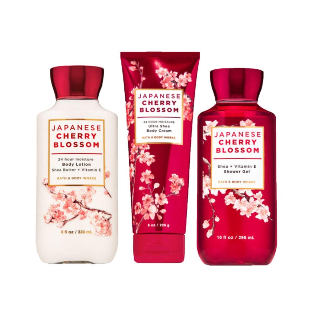 Bath & Body Works Japanese Cherry Blossom Gift Set - Luxurious Body Care Trio for Women | Perfect for Valentine's Day, Mother's Day & Self-Care Gifts