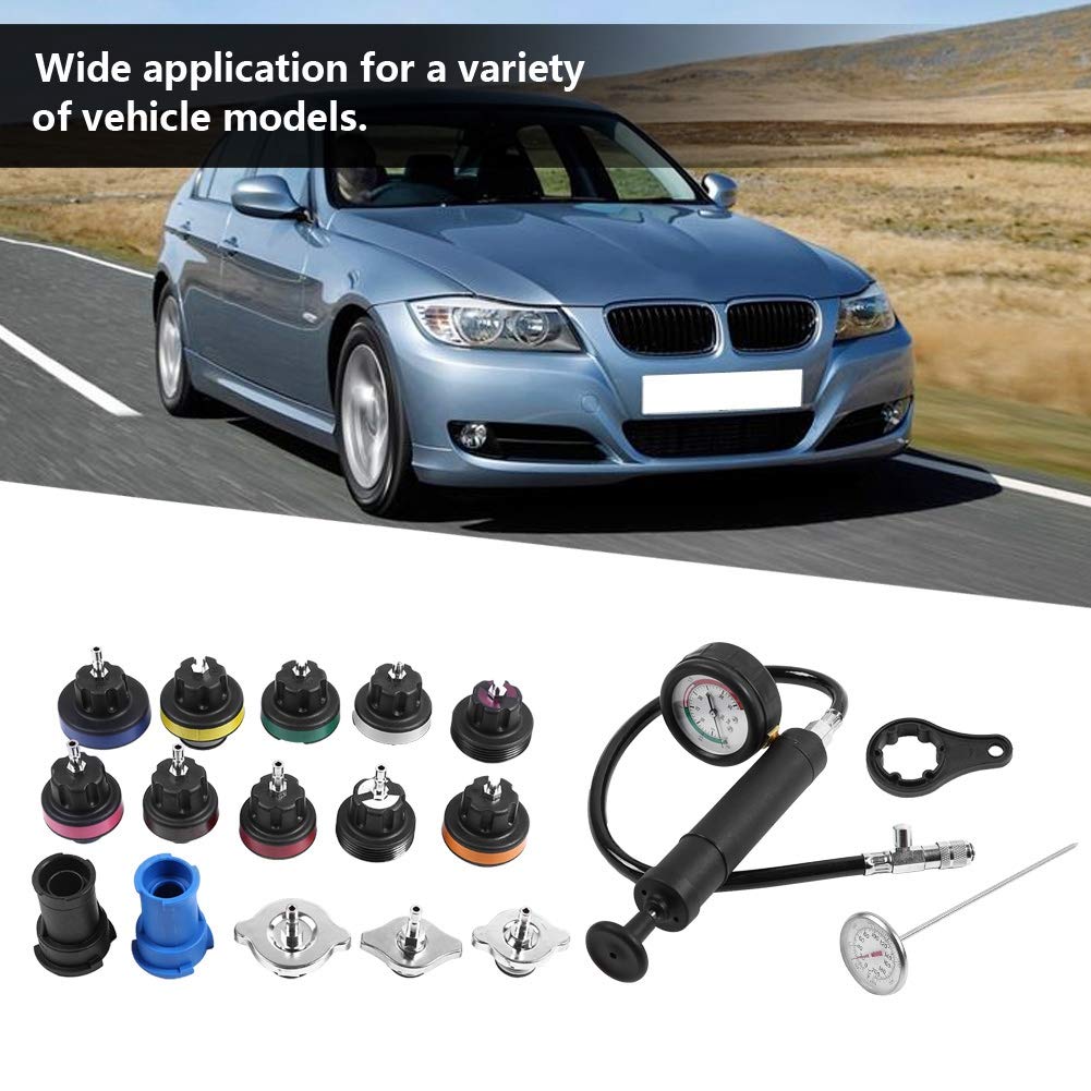 Universal Water Tank Leak Detector Kit - 18Pcs Automotive Cooling System Tester for Radiator, Diagnostic & Test Tool Set - Detect Leaks in Car, Truck & RV Cooling Systems (Ideal for Mechanics & DIY Auto Repair)