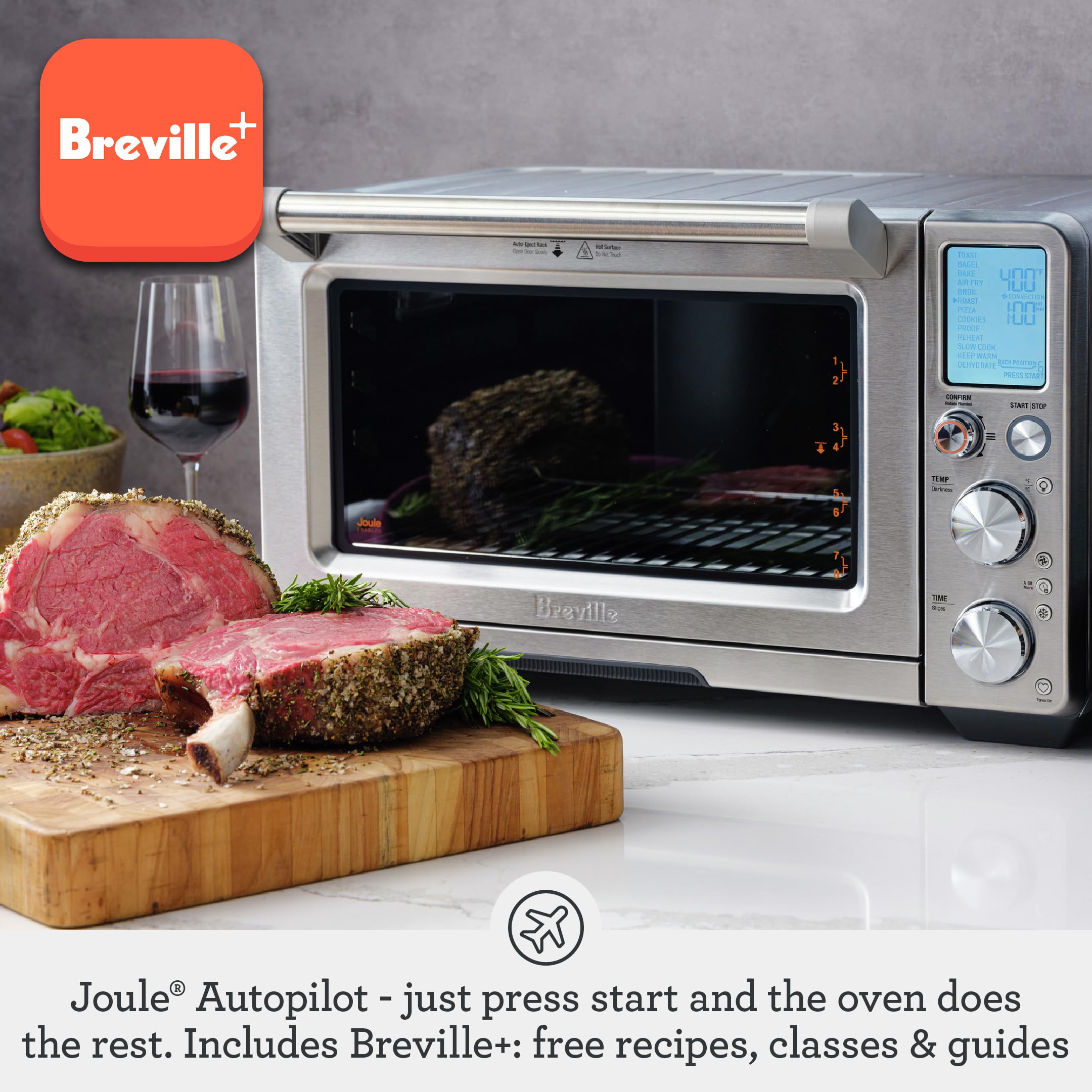 Breville BOV950BSS Joule Smart Oven Air Fryer Pro Countertop Convection Oven with 13 Cooking Functions - Brushed Stainless Steel - Perfect for Baking, Roasting, Air Frying & Reheating Meals in Small Kitchens