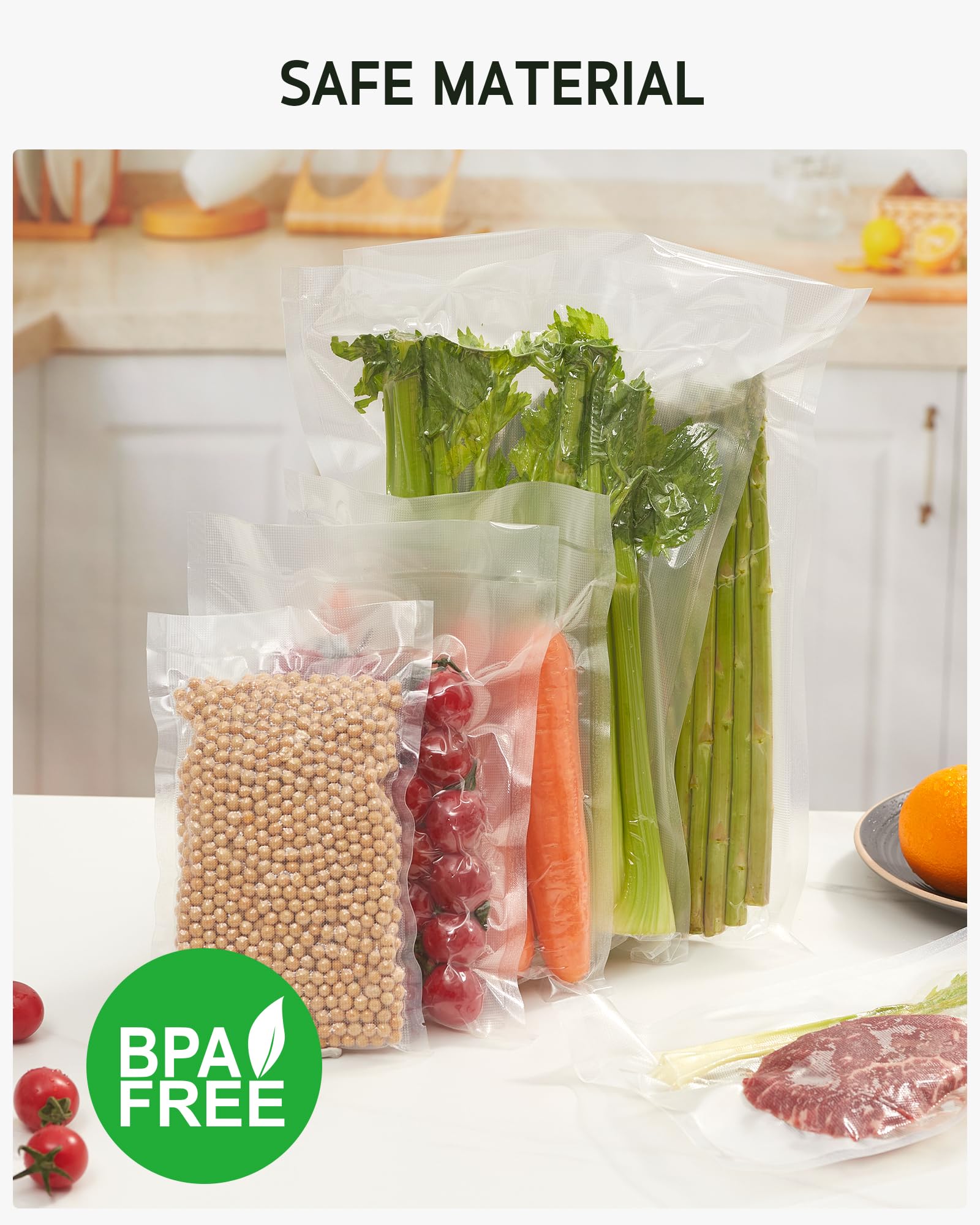 Syntus Vacuum Sealer Bags for Food Storage - 200 Count Quart Size 8