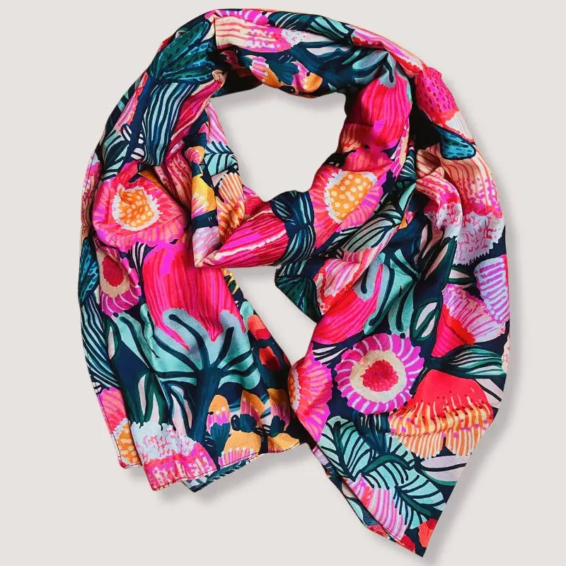 Flowers of Oz Silk Scarf - Elegant Floral Print Fashion Accessory for Women | Perfect for Parties, Weddings & Everyday Wear