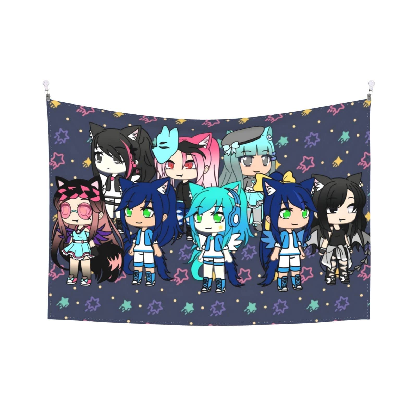 LYKFKNJ Gacha Life Casual Games Tapestry - 40'X60' Black Wall Art Decor for Living Room, Bedroom, Game Room & Dorm - Perfect for Anime Fans, Gaming Enthusiasts & Home Decoration