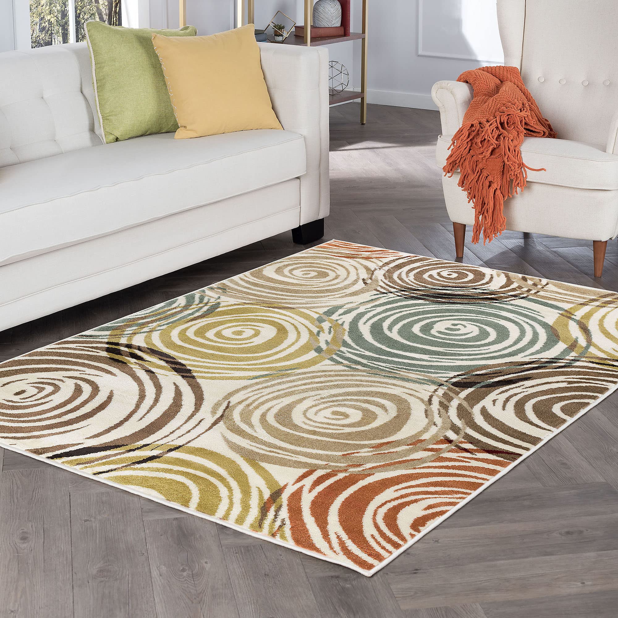 Joelle Modern Abstract Ivory Rectangle Area Rug 8x10 Feet - Soft Plush Living Room Rug for Bedroom, Dining Room & Office Decor