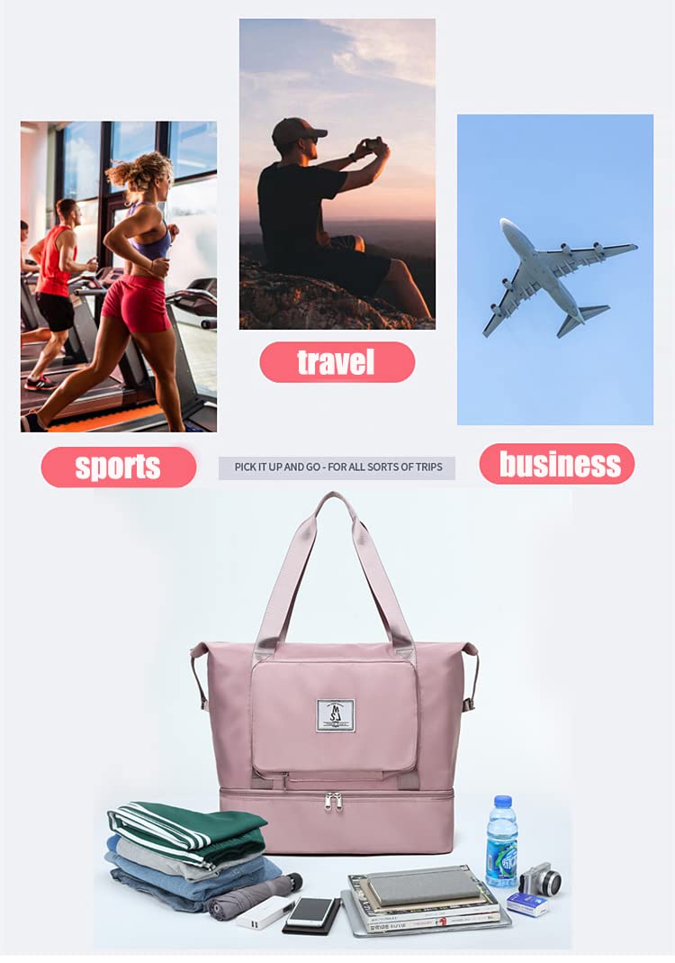 Large Capacity Foldable Travel Duffle Bag for Women - Lightweight Weekender Overnight Bag with Shoe Compartment, Perfect for Gym, Sports, Workout & Weekend Getaways | Carry-On Approved Travel Accessory
