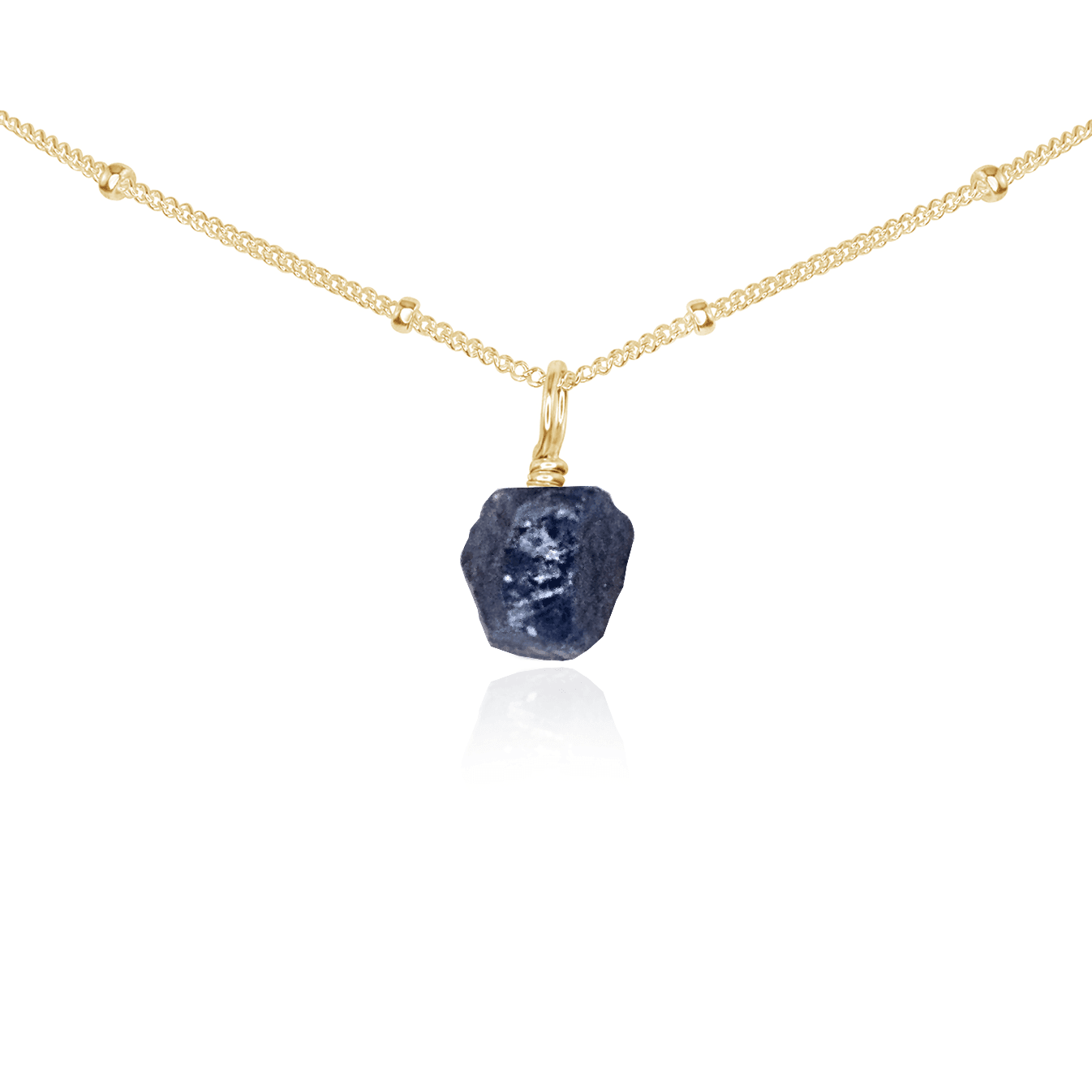 Tiny Rough Sapphire Gemstone Pendant Choker Necklace - Natural Blue Sapphire Jewelry for Women, Boho Chic Layering Necklace for Everyday Wear & Special Occasions