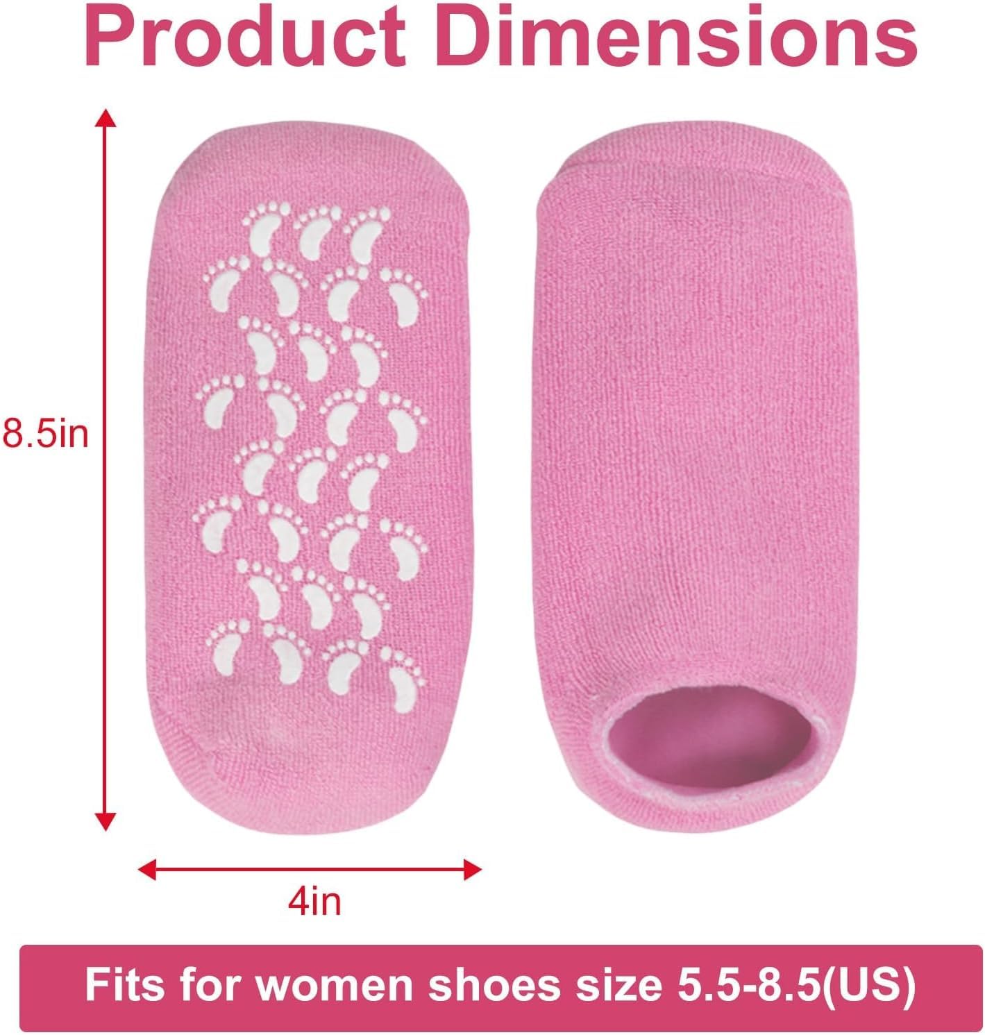 Finaxo Moisturizing Silicone Socks for Women - Soft Gel Aloe Spa Socks to Repair Dry Feet, Cracked Heels & Soften Rough Skin - Perfect for Pedicure, Night Care & Callus Treatment (1 Pair)