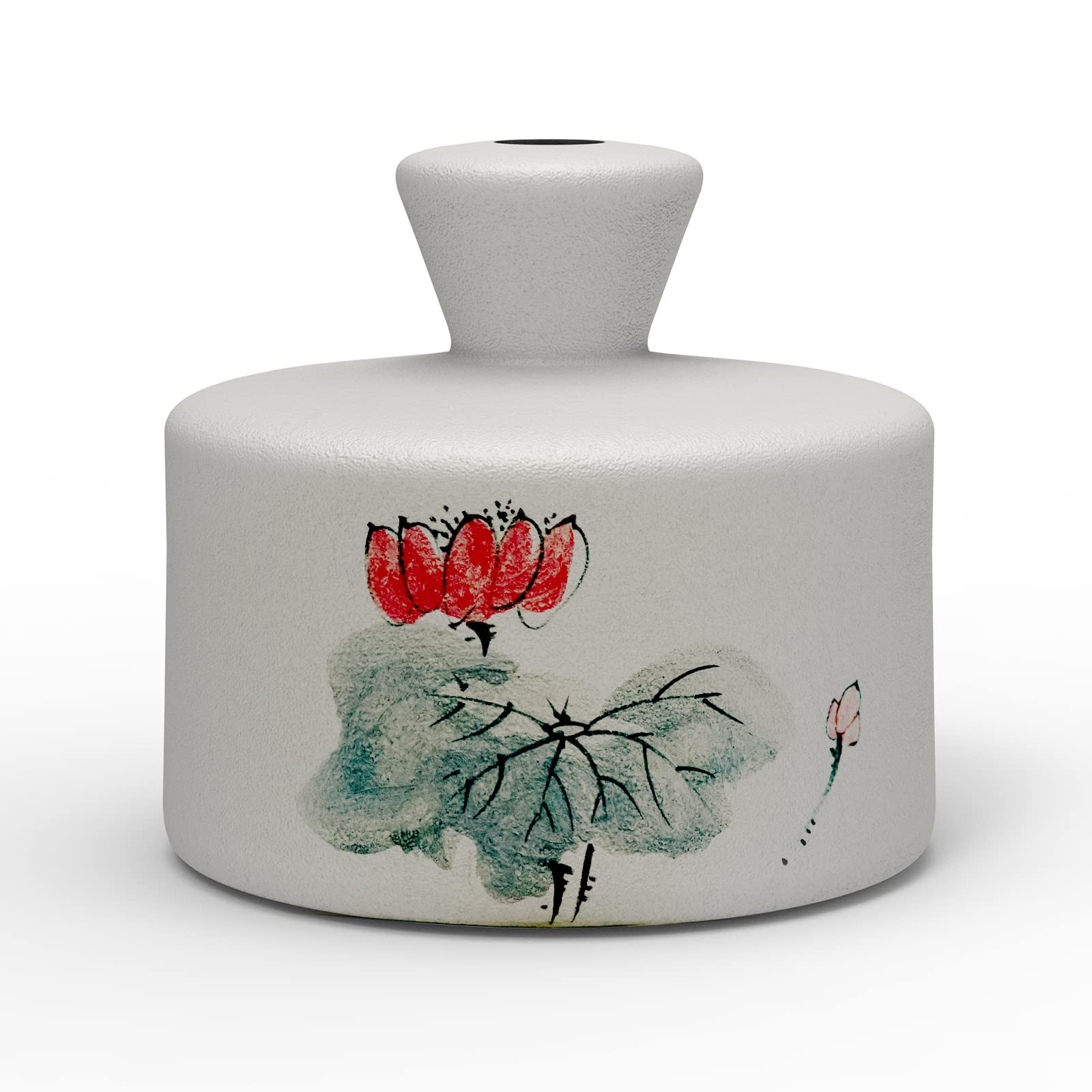 23oz Ceramic Thumb Rain Watering Can for Bonsai, Garden & Indoor Plants - Handcrafted Hand-Painted Hibiscus Design Watering Bell - Perfect for Delicate Watering of Succulents, Herbs and Houseplants