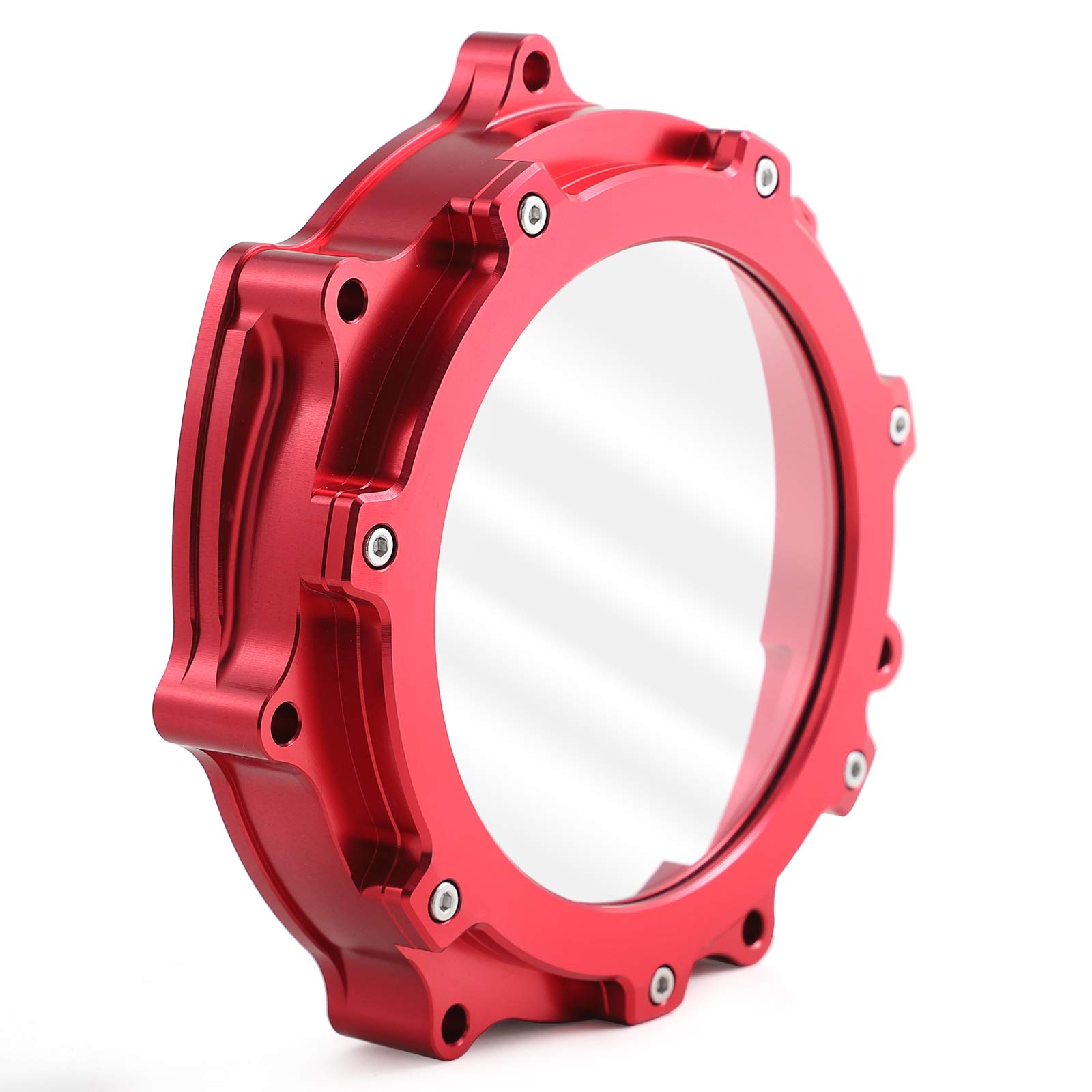 Yamaha YFZ450 YFZ450R 2006-2022 Clutch Cover with Clear Window - 5TG-15415-00-00, 5TG-15415-10-00 Replacement Crankcase Cover - Durable Red ATV Engine Protection for Off-Road Racing & Trail Riding