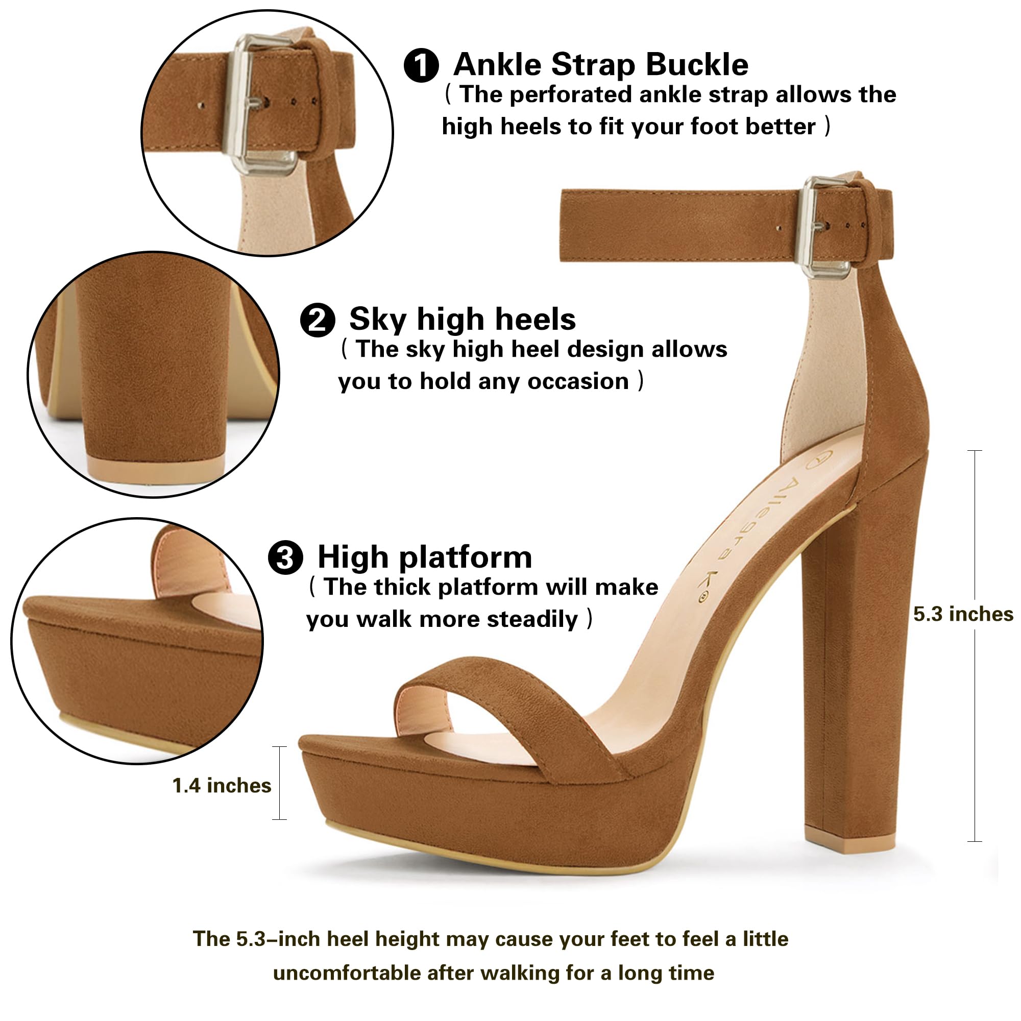 Allegra K Women's Platform High Heel Ankle Strap Chunky Heel Sandals - Perfect for Weddings, Parties & Night Out