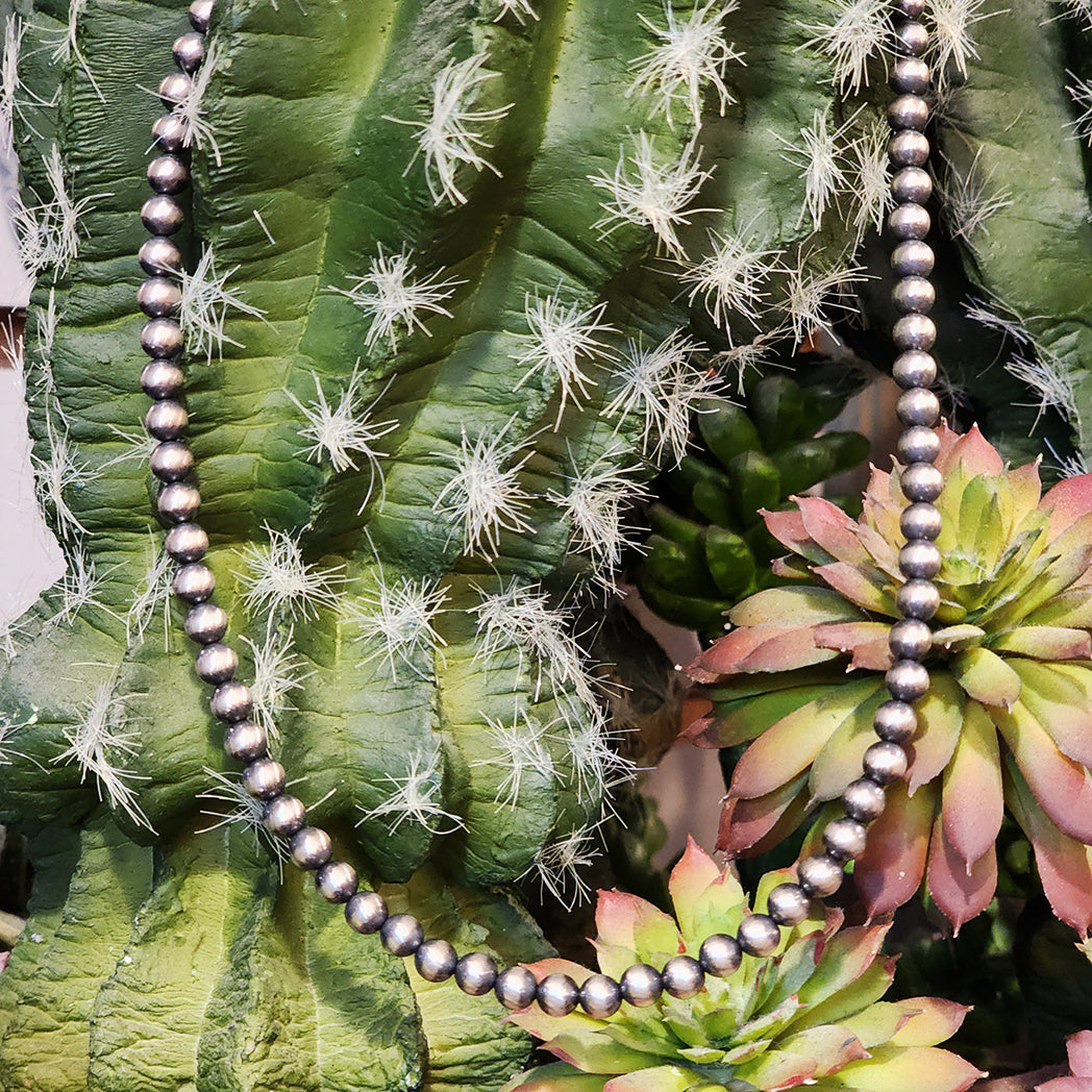 5MM Navajo Pearls Sterling Silver Beaded Necklace - Authentic Native American Jewelry for Women - Perfect for Boho, Festival & Everyday Wear