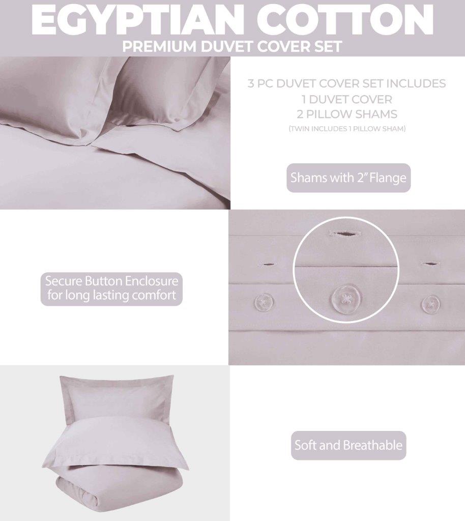 Premium 100% Egyptian Cotton Duvet Cover Set - 300 Thread Count, Breathable & Soft Bedding for All Seasons - Perfect for Master Bedroom, Guest Room & Luxury Hotels