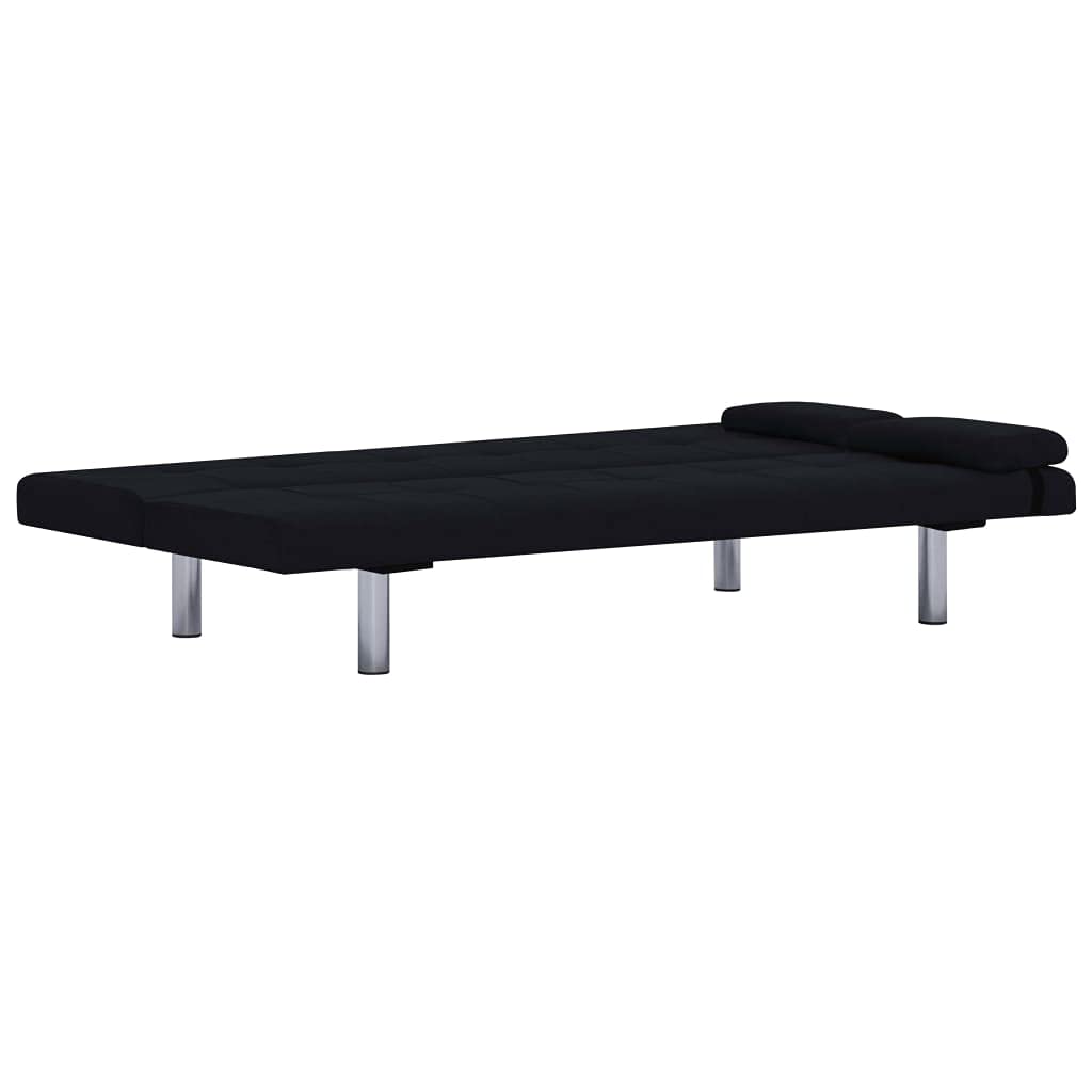 CHARMMA Convertible Sofa Bed - Tufted Split Back Futon Couch for Living Room, Small Space Linen Reclining Sleeper with 2 Pillows, Black | Perfect for Guest Rooms, Apartments & Studio Living
