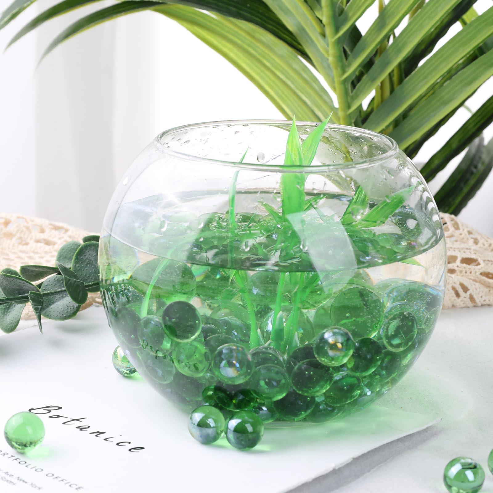 DomeStar 1LB Bulk Glass Marbles - 0.63 Inch Green Vase Fillers for Home Decor, Floral Arrangements, DIY Crafts & Wedding Centerpieces