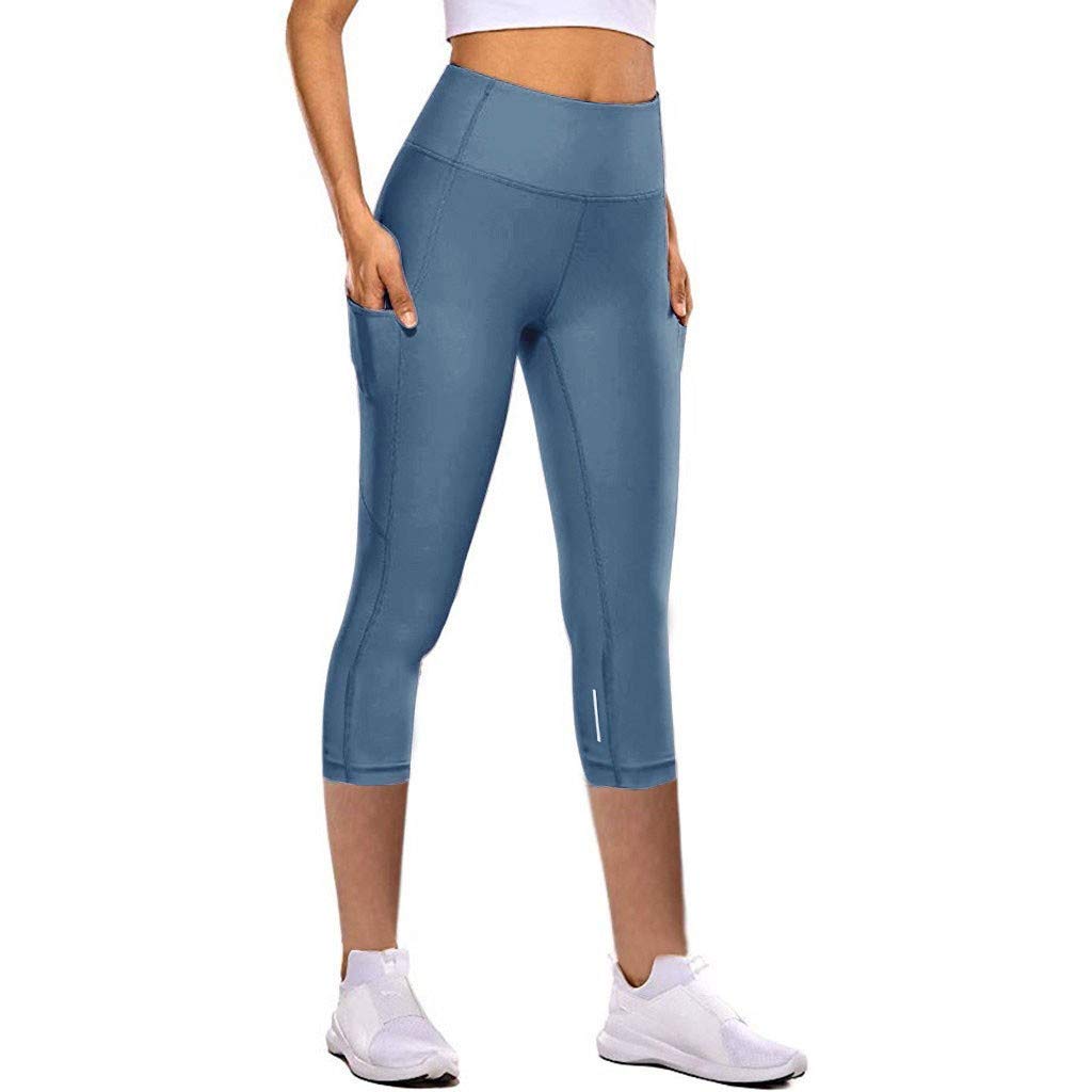 KiYooo Women's High Waist Yoga Pants - Quick Dry, Stretchy & Reflective Workout Leggings for Running, Gym & Yoga