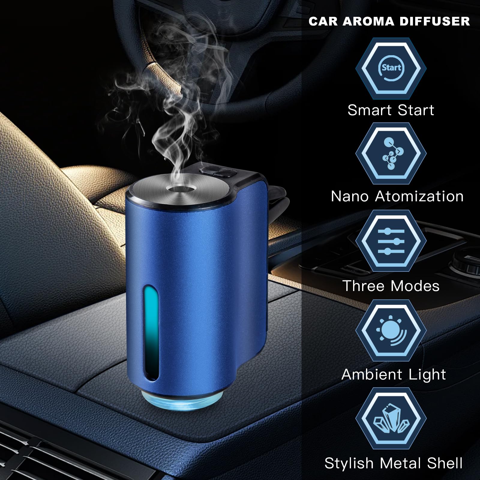 Smart Car Air Freshener Diffuser - Adjustable Fragrance Intensity, Long Lasting Scent for Auto & Vehicles - Perfect for Cars, Trucks & SUVs - Ideal for Home, Office & Travel Use