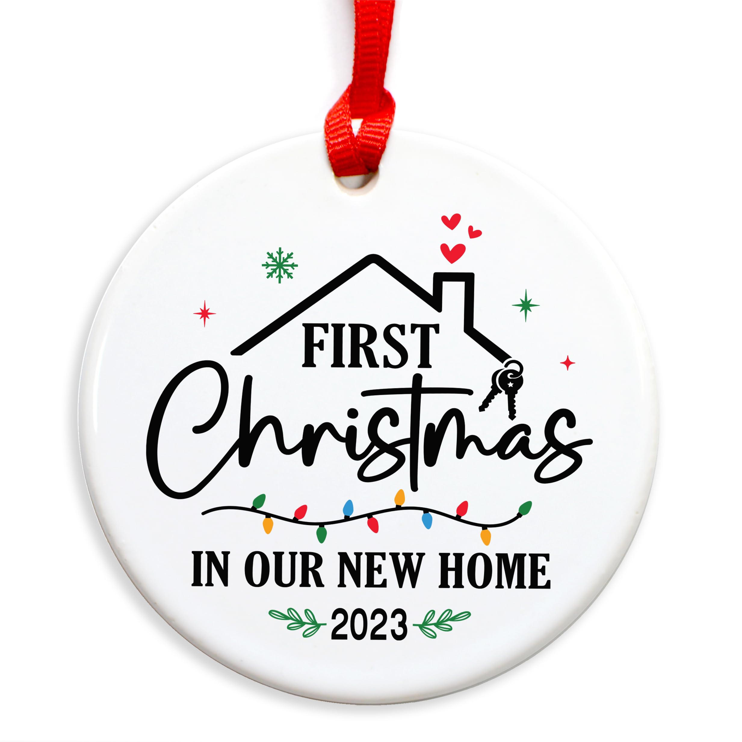 2023 New Home Christmas Ornament - First Christmas in Our New House Keepsake with Red Ribbon & Gift Box - Perfect for Housewarming, Holiday Decor & New Homeowners Celebration