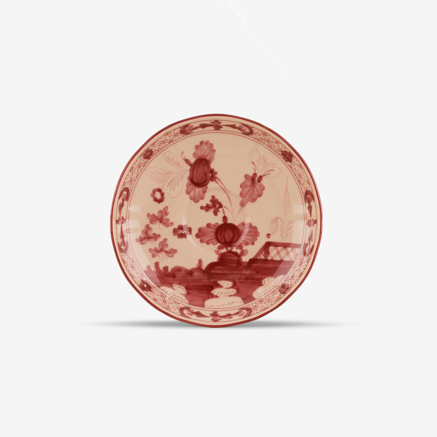 Ginori 1735 Oriente Italiano Coffee Saucer - Vermiglio Red Porcelain Dessert Plate for Espresso & Tea - Elegant Tableware for Home, Cafe & Restaurant Use