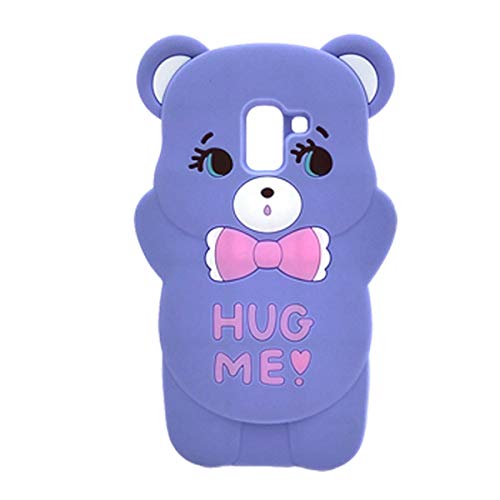 **Samsung Galaxy J4 2018 Cute 3D Cartoon Bear Phone Case - Soft Silicone Kawaii Cover for Kids, Boys & Girls (Blue) - Perfect for School, Play & Everyday Protection**