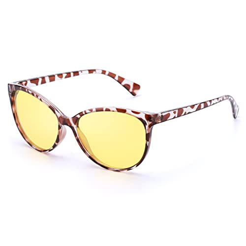 White Tortoise Frame/Yellow Night-vision Glasses