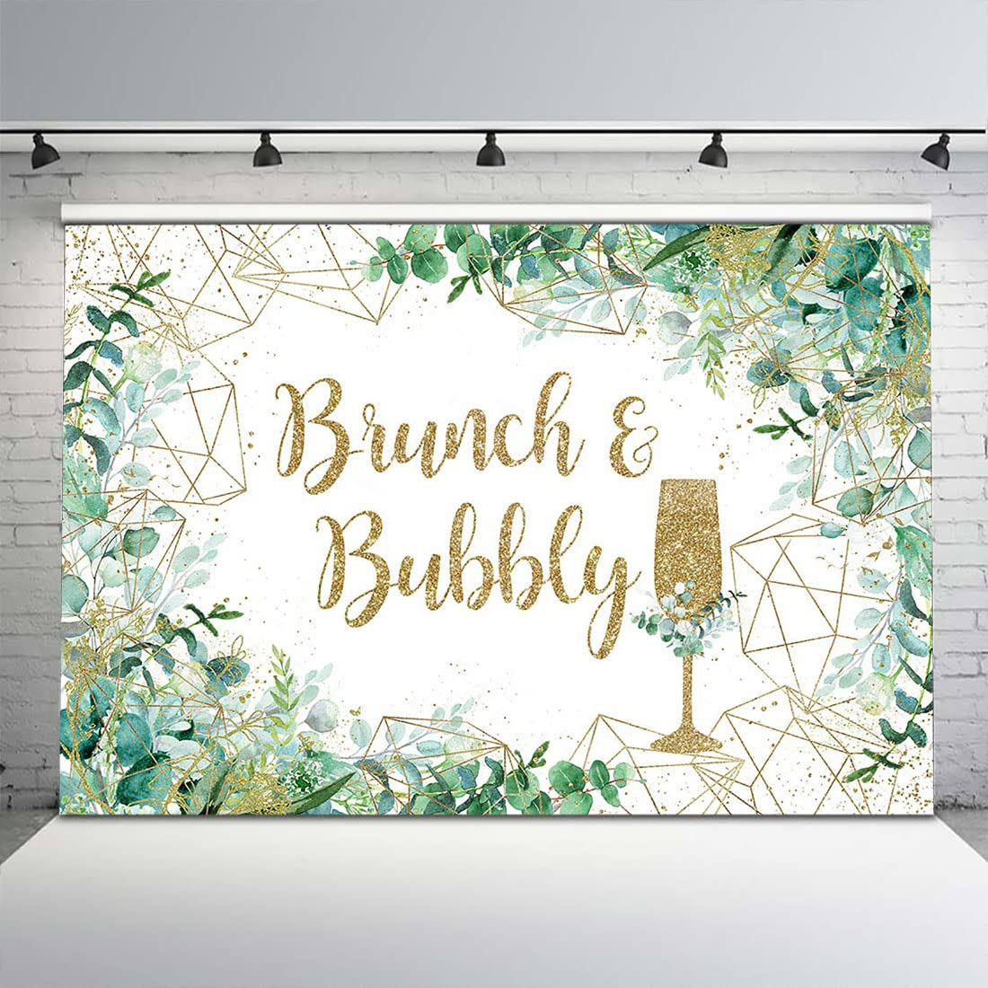 Eucalyptus Greenery Backdrop for Bridal Shower, Wedding, Engagement Party & Bachelorette Decor | Avezano Brunch & Bubbly Photo Booth Background Banner | Perfect for Indoor/Outdoor Celebrations & Instagram-Worthy Photos