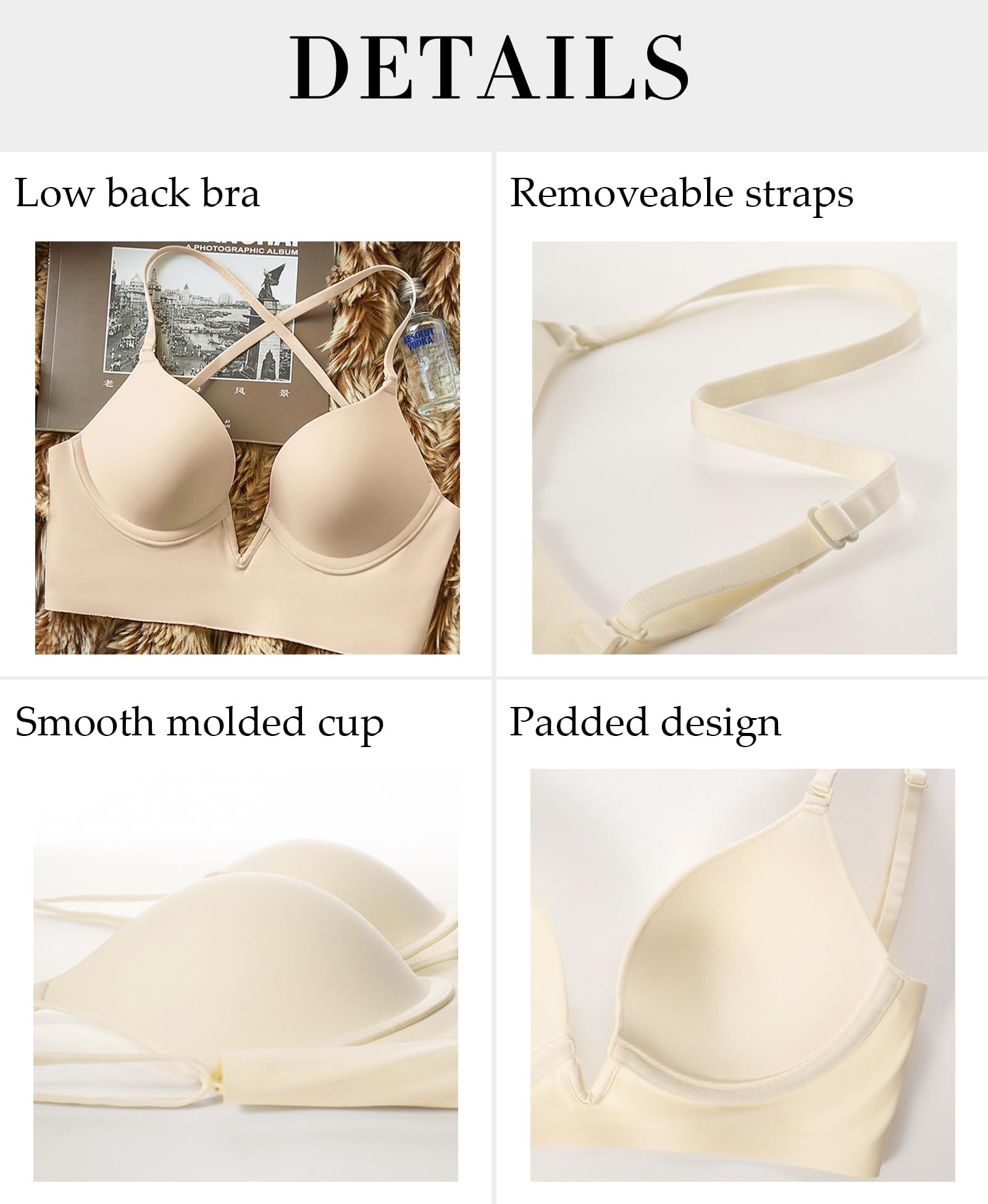 Low Back Bra for Women - Push Up Deep V Shapewear for Backless Dresses | Perfect for Weddings, Evening Gowns & Formal Events