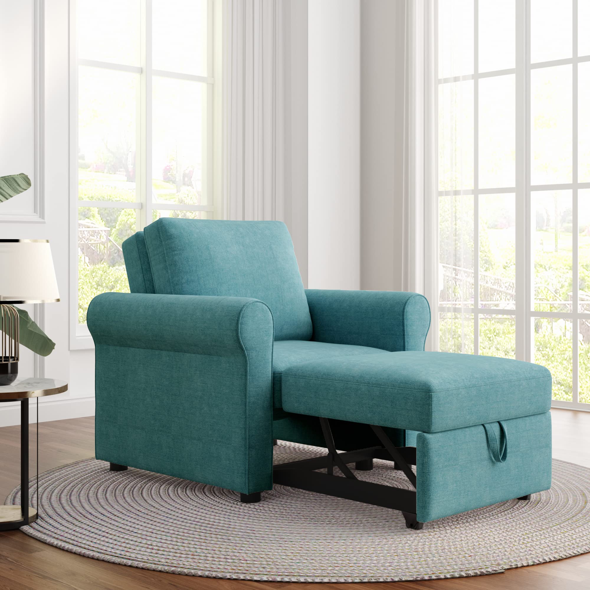 Modern 3-in-1 Convertible Sofa Bed Chair - Adjustable Sleeper Lounger with Multi-Functional Backrest for Small Spaces | Perfect for Guest Rooms, Apartments & Studio Living (Teal)