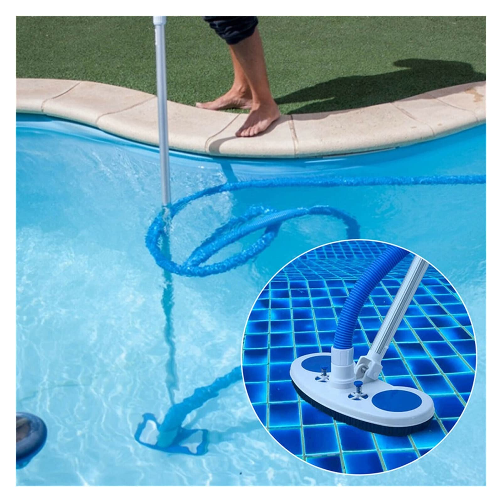 1PCS Heavy-Duty Floor Brush - Swimming Pool & Spa Cleaning Tool with Powerful Suction Vacuum Head - Ideal for Pool Tiles, Concrete Floors & Outdoor Cleaning