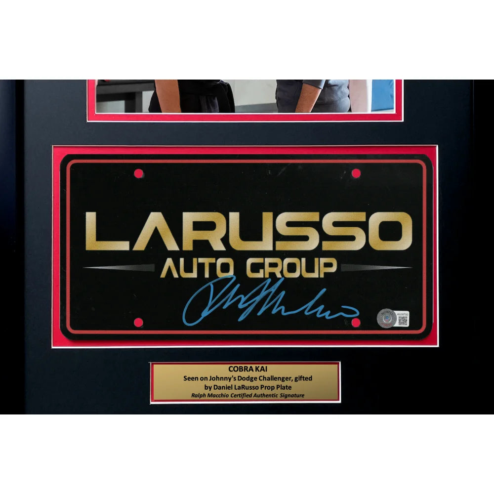 Cobra Kai Ralph Macchio Autographed License Plate - Signed Karate Kid Movie Memorabilia - Framed Collectible for Fans & Home Decor