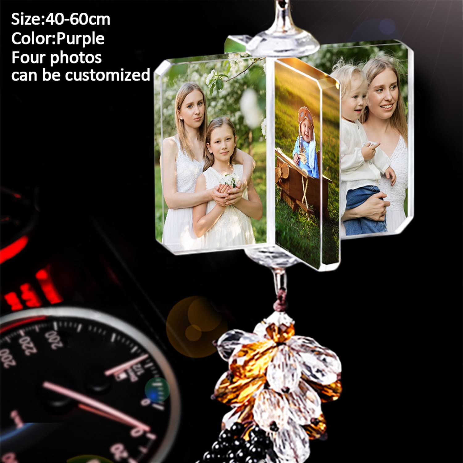 Personalized Car Photo Ornament - Custom Rearview Mirror Charm Hanging Decor for Memorial, Gift & Car Accessories | Perfect for Christmas, Birthdays & Special Occasions