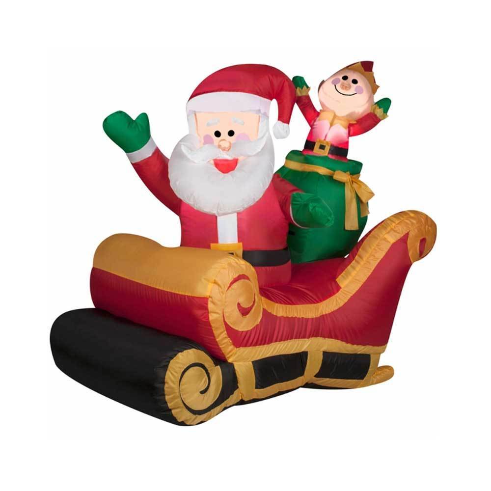 Gemmy 3.5' Airblown Inflatable Santa Claus with Sleigh - Outdoor Christmas Yard Decoration for Holiday Decor