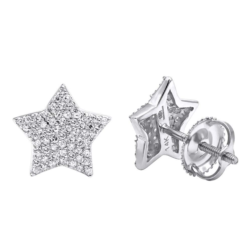 14K Gold Pave Diamond Star Stud Earrings 0.25ctw - Dainty Iced Out Jewelry for Women - Perfect Gift for Birthday, Anniversary & Everyday Elegance