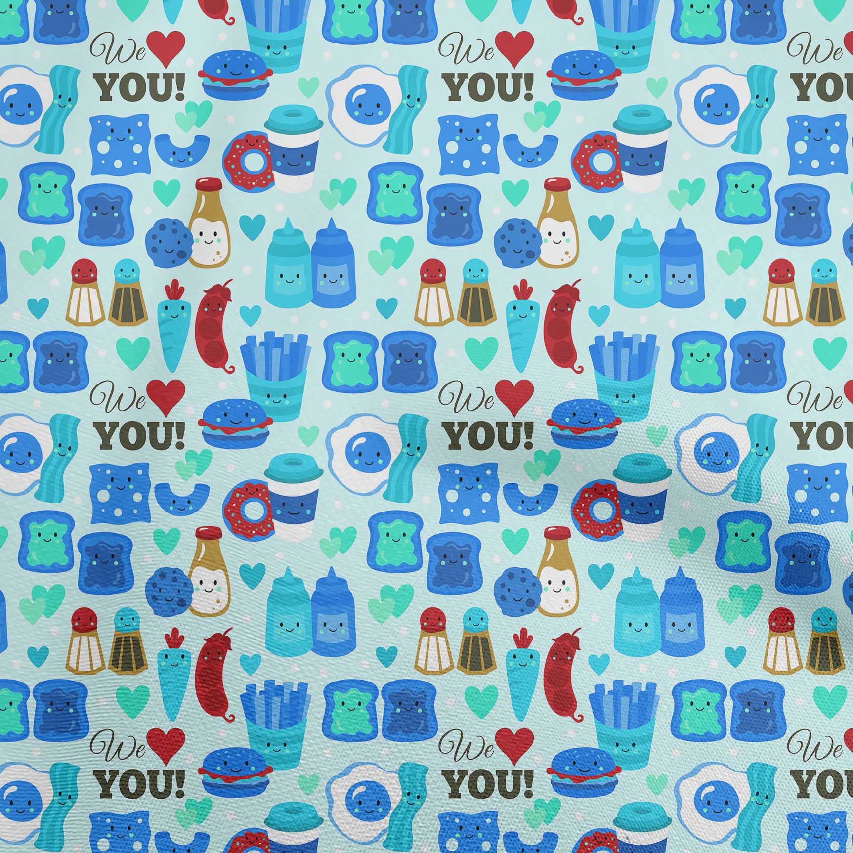 oneOone Rayon Sky Blue Printed Fabric - 56 Inch Wide for Breakfast Crafts, Home Decor, DIY Sewing Projects | Perfect for Table Runners, Curtains & Quilting