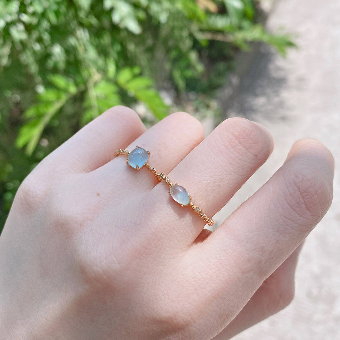 14K Gold Aquamarine Crystal Birthstone Ring for Women - March Birthstone Jewelry, Elegant Gift for Birthday, Anniversary & Valentine's Day | HJZB 253 | Perfect for Everyday Wear & Special Occasions