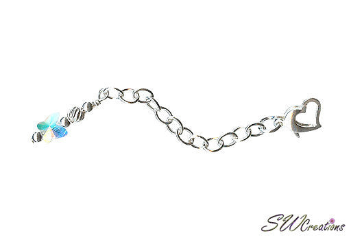 Elegant Crystal Butterfly Heart Pendant Necklace Extender - Perfect for Layering, Gift Giving & Special Occasions