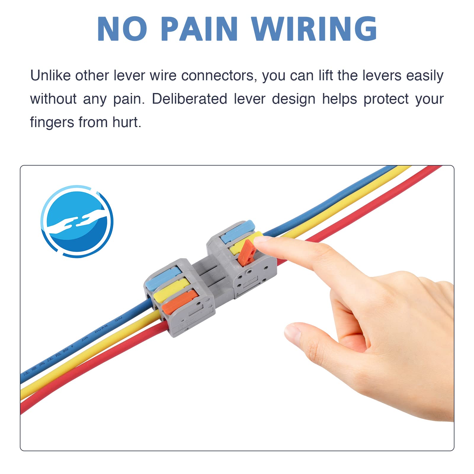 20 PCS Pluggable Wire Connectors Kit for AWG 24-12 - Hand Protecting Push-in Lever Connectors, Reusable Splice Connectors - Ideal for Automotive, Home & Industrial Electrical Wiring Projects