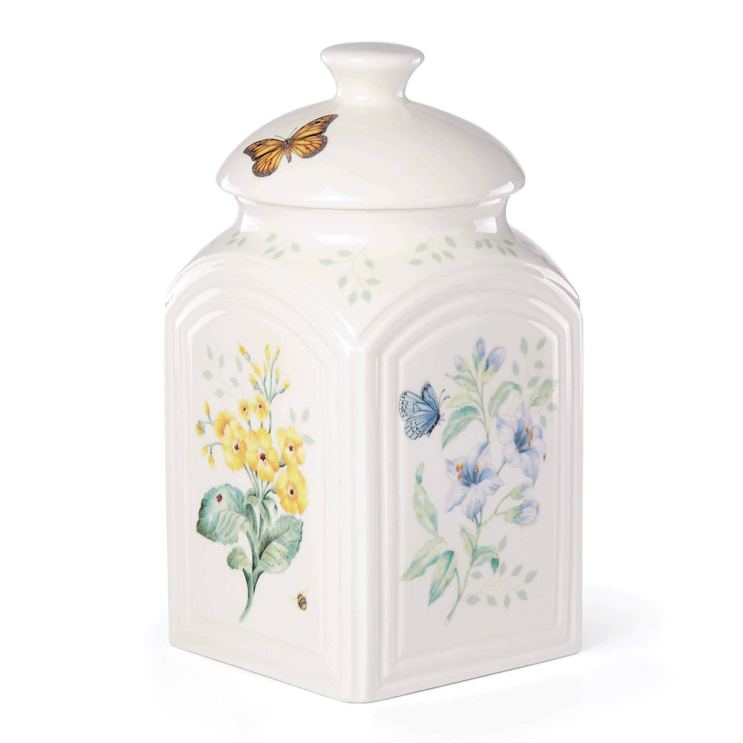 Lenox Butterfly Meadow Canister Set - 3-Piece Ceramic Storage Containers for Kitchen, Pantry & Countertop Organization - Perfect for Flour, Sugar, Coffee & Dry Food Storage