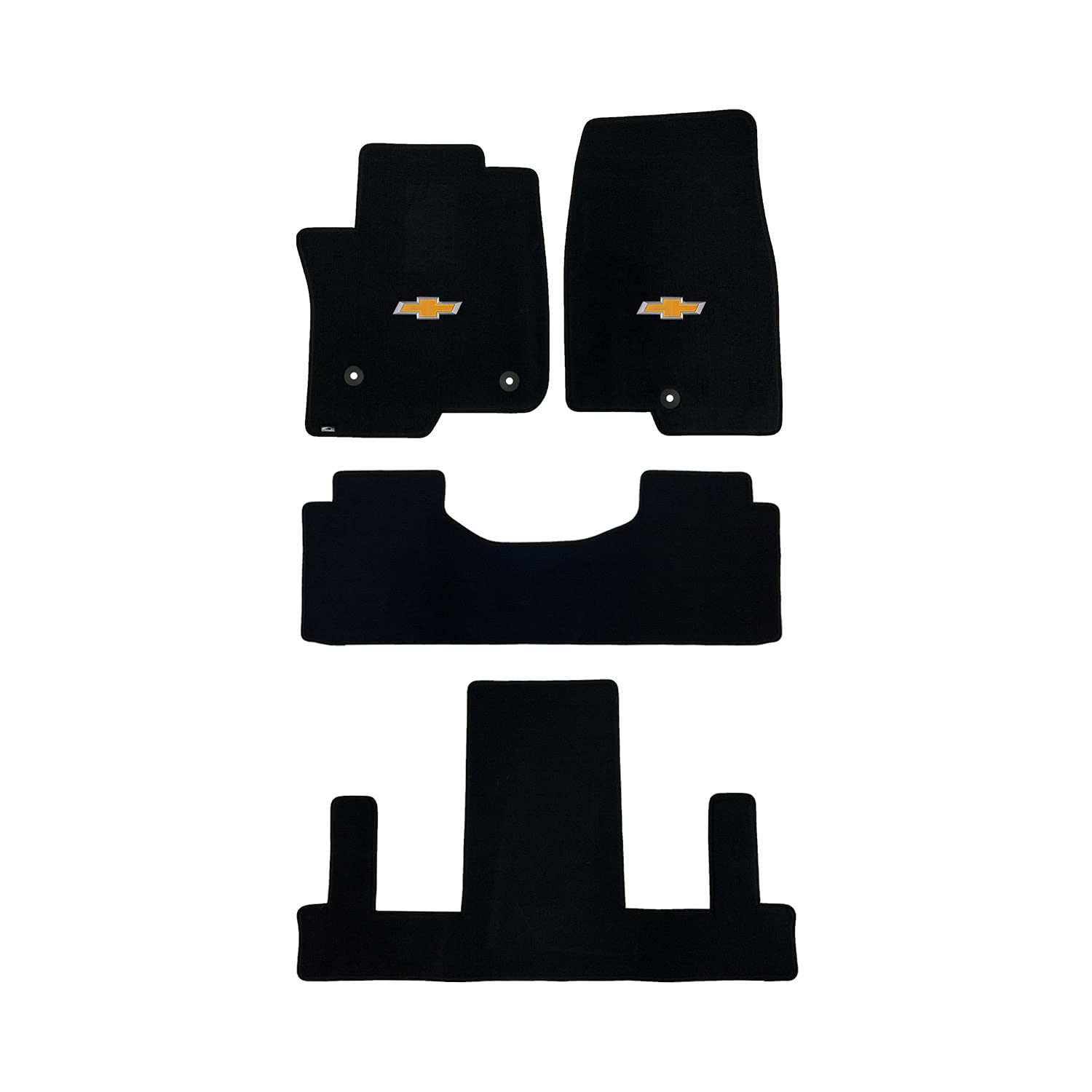 Premium Custom-Fit Carpet Floor Mats for Chevy Suburban 2021-2023 - Luxury Car Floor Liners with Gold Bowtie Logo (4-Piece Set, Charcoal) - Perfect for All-Weather Protection & Interior Style Enhancement