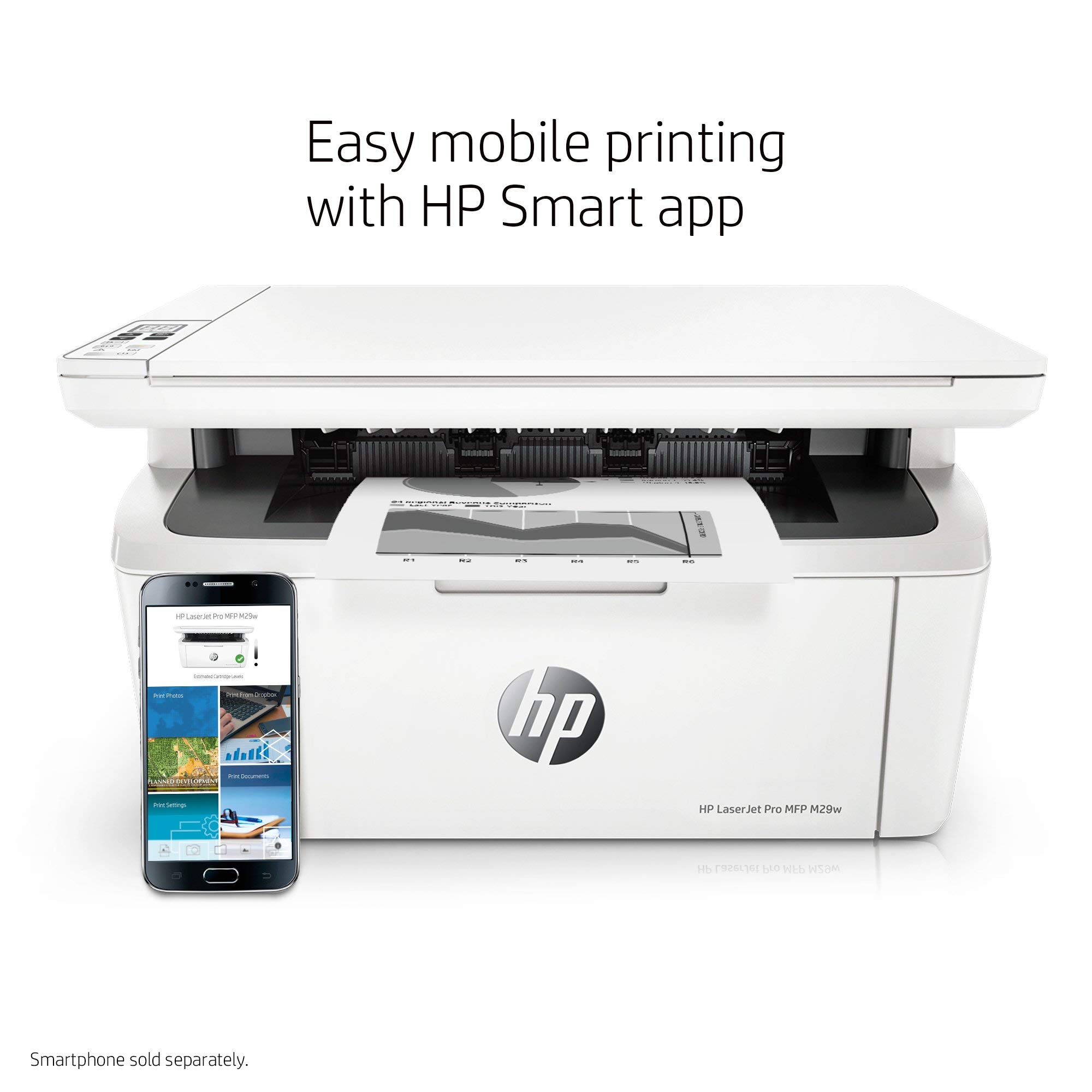 HP Laserjet Pro M29w Wireless All-in-One Monochrome Laser Printer with Mobile Printing - Copy, Scan, Fax - Works with Alexa (Y5S53A) (Renewed) - Perfect for Home Office & Small Business Document Printing