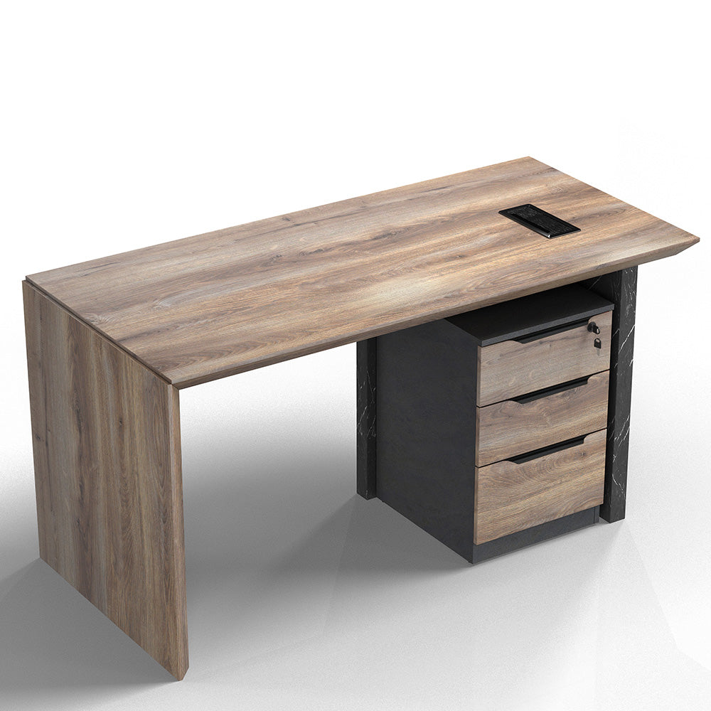 LOGAN Executive Desk 150cm Reversible - Warm Oak & Black Finish - Modern Office Desk for Home & Workspace