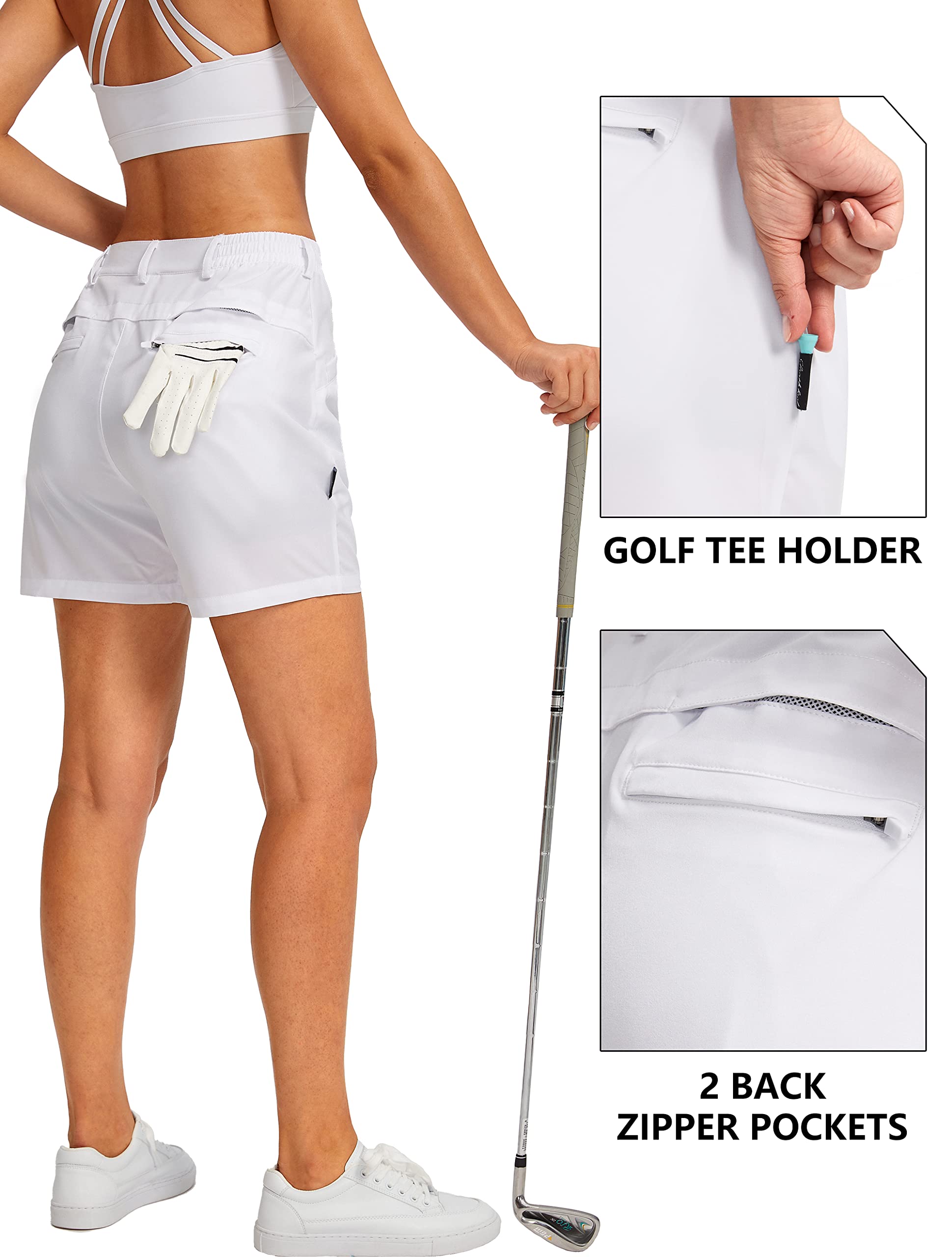 Soothfeel Women's 5 Inch Quick Dry Stretch Golf Shorts with 4 Pockets - Breathable Workout & Hiking Shorts for Women - Perfect for Golf, Gym, Hiking and Summer Casual Wear