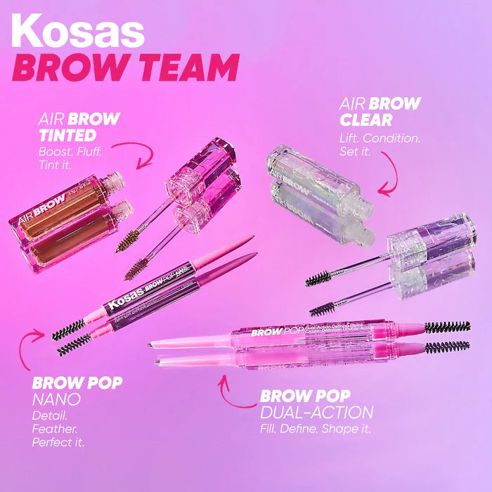 Kosas Air Browâ¢ Clear + Clean Lifting Eyebrow Gel with Laminated Effect - Vegan, Cruelty-Free Brow Styler for Fluffy, Natural-Looking Brows - Perfect for Everyday Makeup & Special Occasions