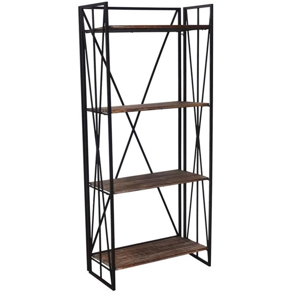 Jeco 4 Shelf Bookcase - Black & Brown Wooden Storage Shelf for Living Room, Bedroom, Office | Perfect for Organizing Books, Decor & Essentials